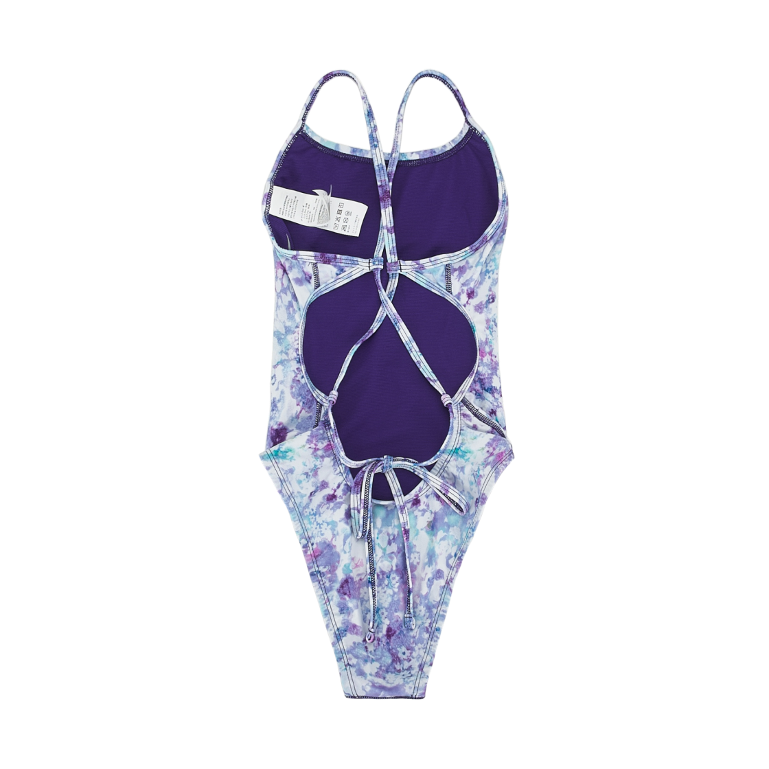 (W) 나이키 스윔 플로럴 블리스 블루베리 레이스업 타이백 코트 퍼플((W) Nike Swim Floral Bliss Blueberry Lace Up Tie Back Court Purple) - 2