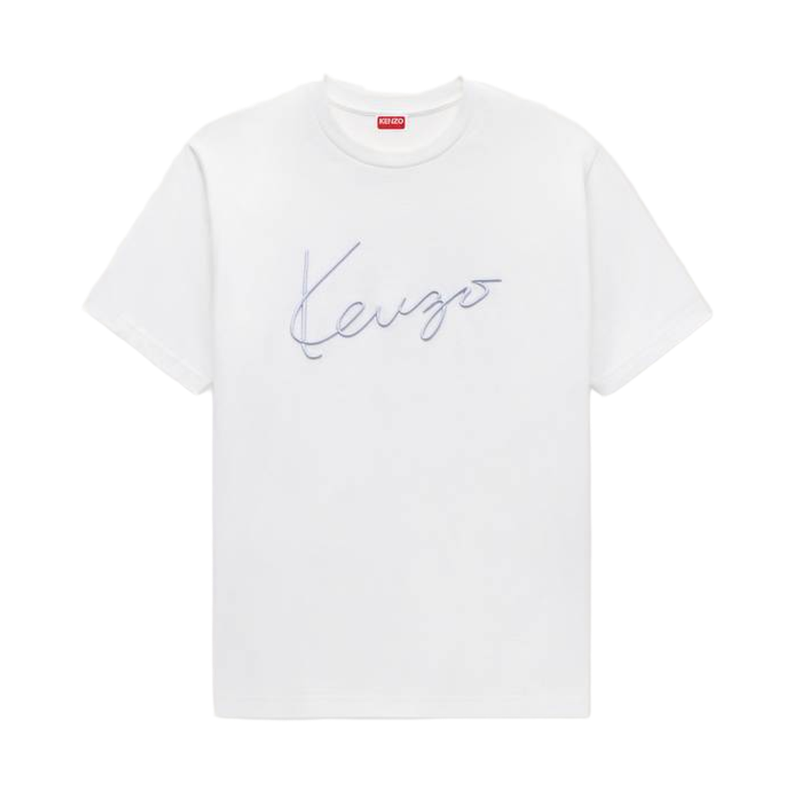 FG65TS2864SG-02 Kenzo Signature Embroidered T-Shirt in Cotton Off White