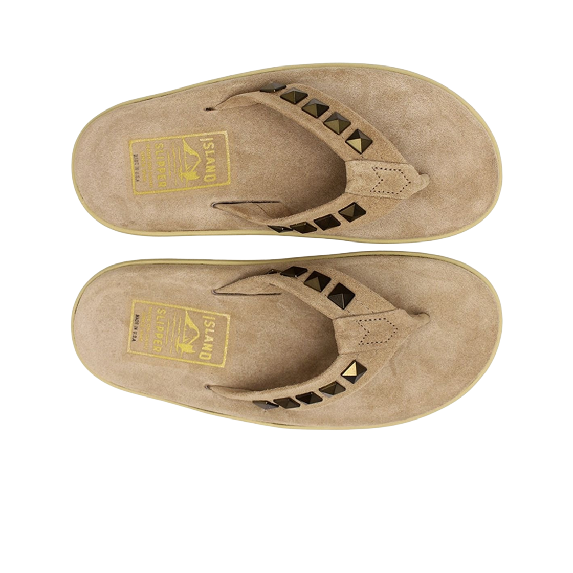 아일랜드 슬리퍼 스웨이드 18 스터드 토프 퓨터 브론지(Island Slipper Suade 18 Studs Taupe Pewter Bronzi) - 2