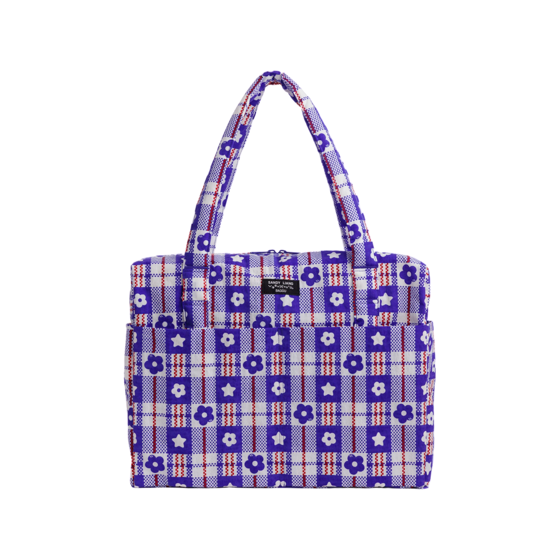 샌디 리앙 x 바쿠 클라우드 캐리온 마켓 플레이드 블루(Sandy Liang x Baggu Cloud Carry-On Market Plaid Blue)
