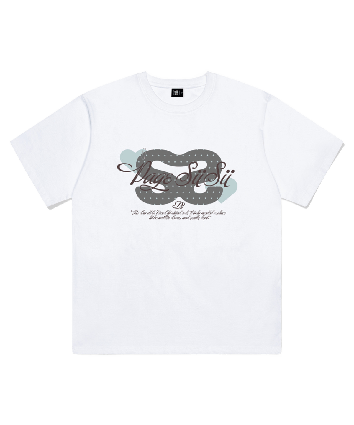 P261OTS034WH pagesiisii SiiSii Collage Print Short Sleeve T-Shirt White