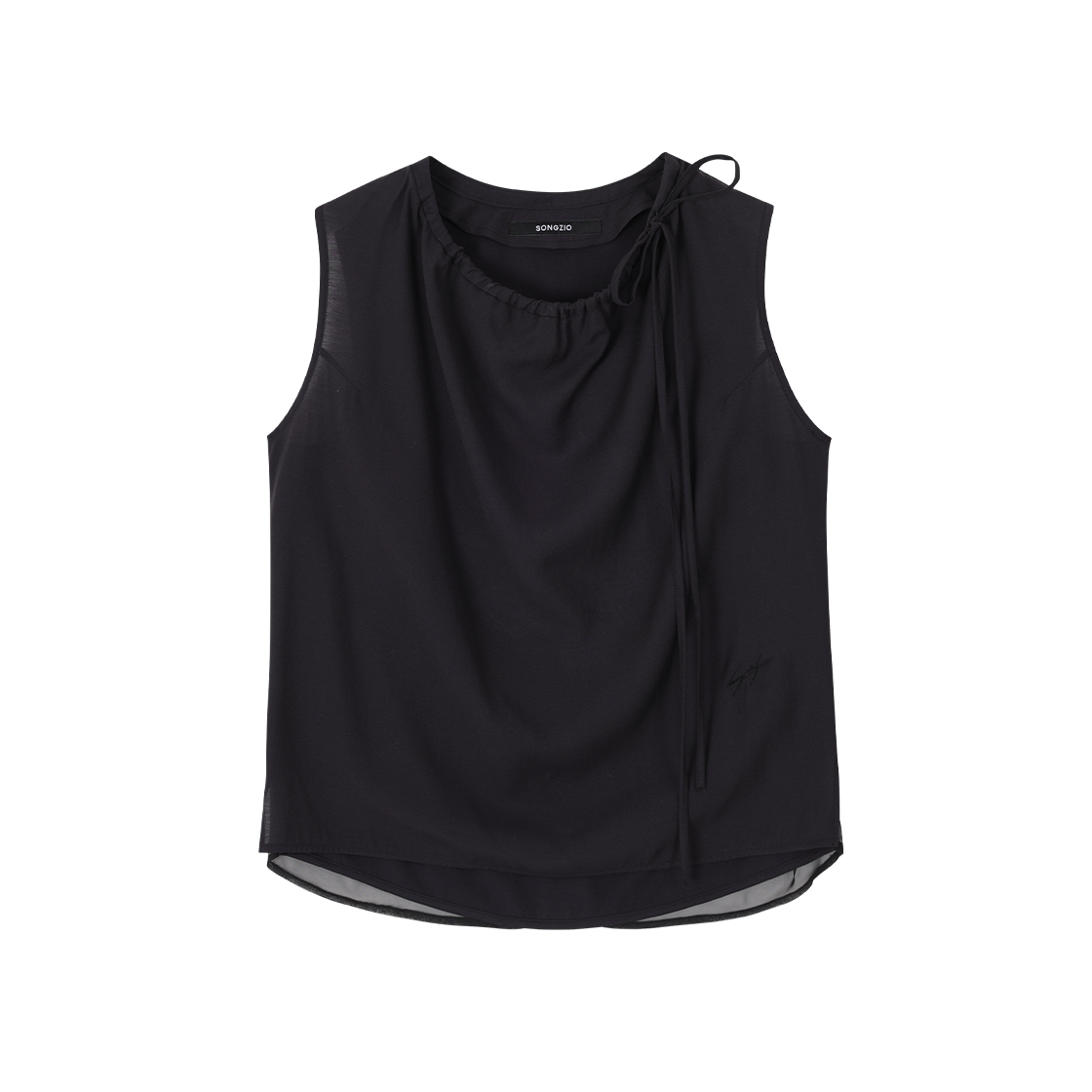 WI3KT752BK (W) SONGZIO COLLECTION Fleur Embroidered Shirring Top Black