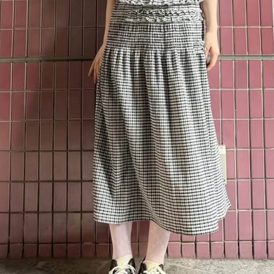 (W) Uniqlo x Cecilie Bahnsen Shirring Skirt Off White 착용 스타일 - 1