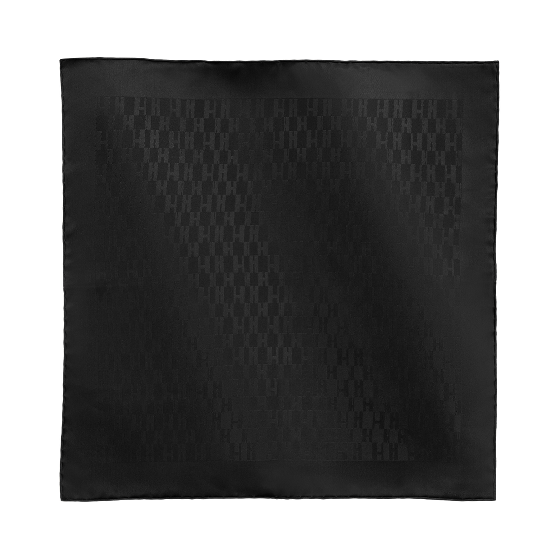 H056318T16 Hermes Faconnee Grand H Pocket Square 45 Silk & Noir