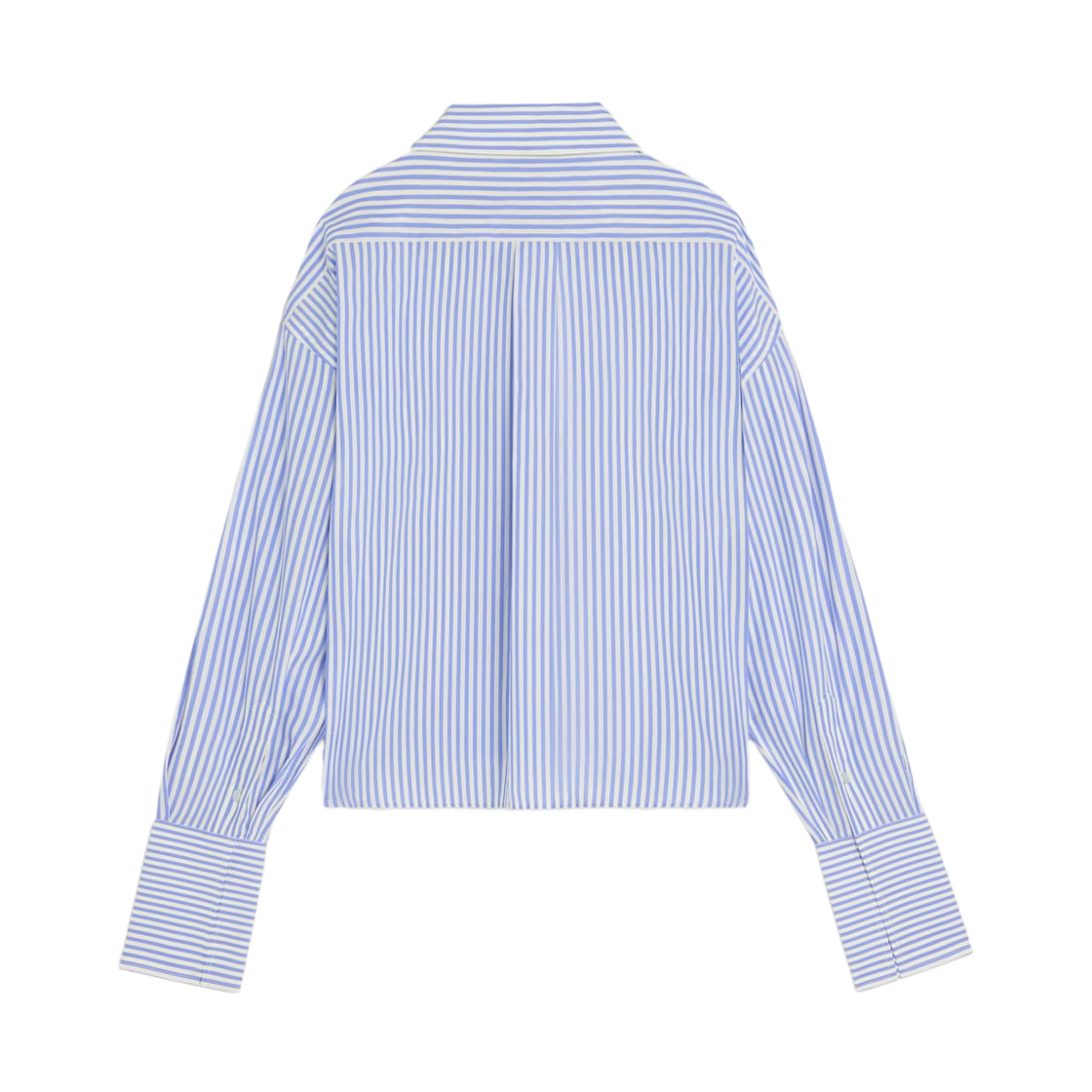(W) 셀린느 스트라이프 코튼 포플린 크롭 셔츠 초크 스카이 블루((W) Celine Striped Cotton Poplin Cropped Shirt Chalk Sky Blue) - 2