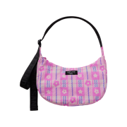 Sandy Liang x Baggu Medium Nylon Crescent Bag Market Plaid Pink