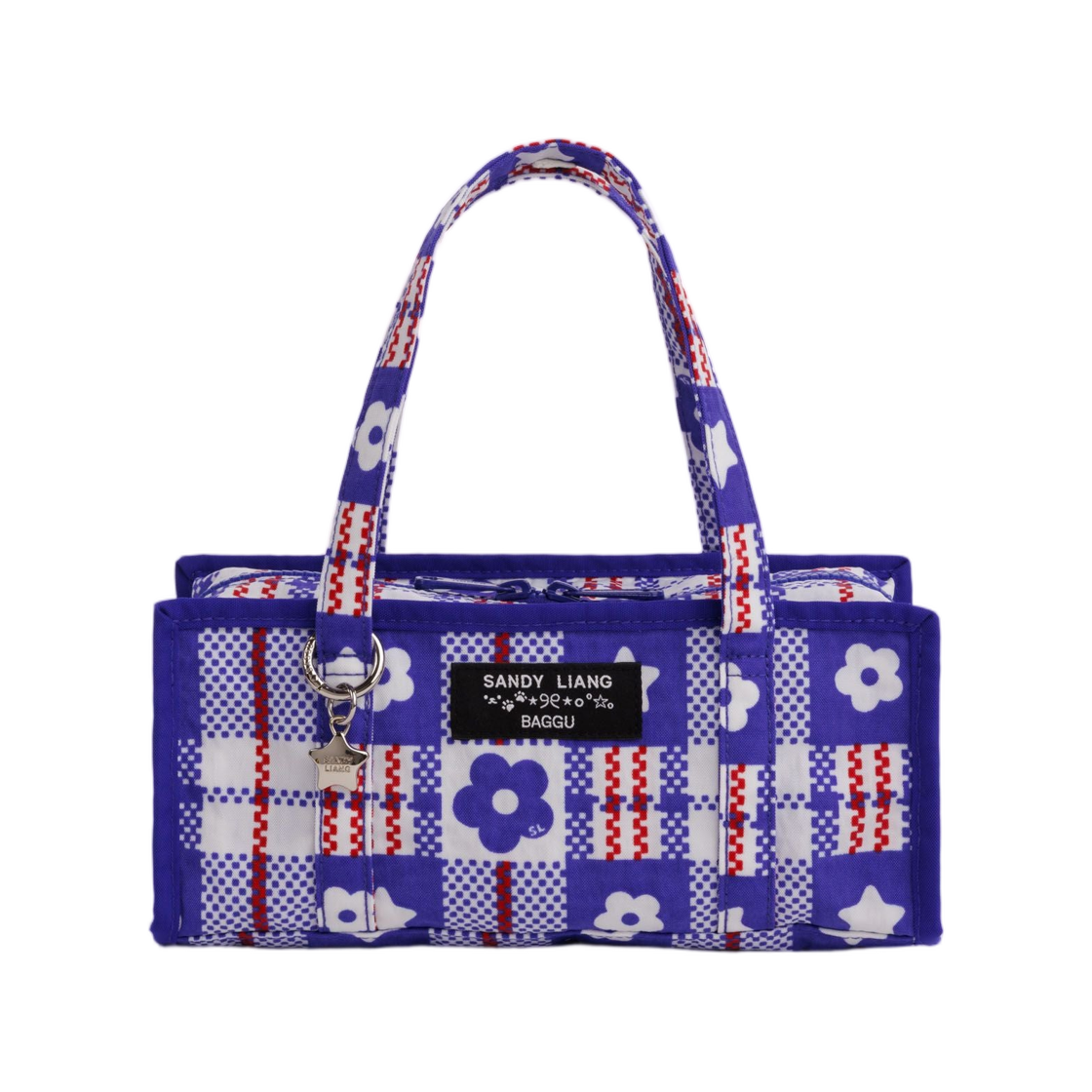 샌디 리앙 x 바쿠 미니 나일론 마켓 백 마켓 플레이드 블루(Sandy Liang x Baggu Mini Nylon Market Bag Market Plaid Blue)