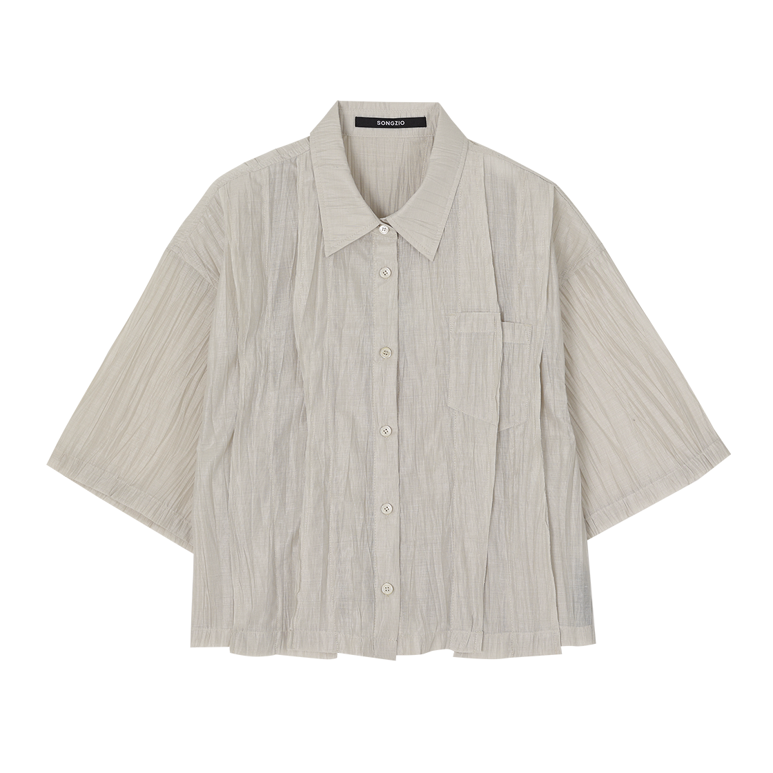 WI3SH757LE (W) SONGZIO COLLECTION Polyptych Crease Half Shirt Light Beige