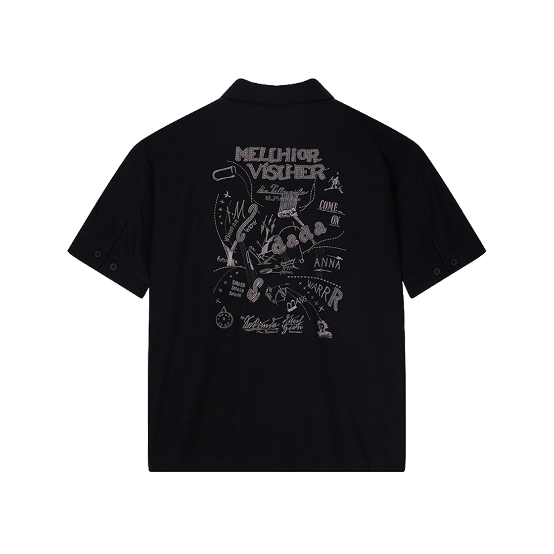 ZI3TS311BK ZIOSONGZIO Dadaism Open COLLARED T-Shirts Black