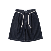 Knitted Outstring Bermuda Denim Half Pants Denim
