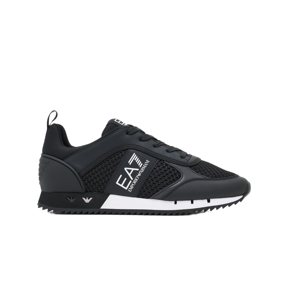 7X000334AF18610MC001 Emporio Armani EA7 Mesh Rubber Sole Sneakers Black White