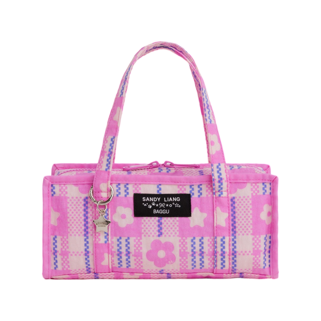 샌디 리앙 x 바쿠 미니 나일론 마켓 백 마켓 플레이드 핑크(Sandy Liang x Baggu Mini Nylon Market Bag Market Plaid Pink)