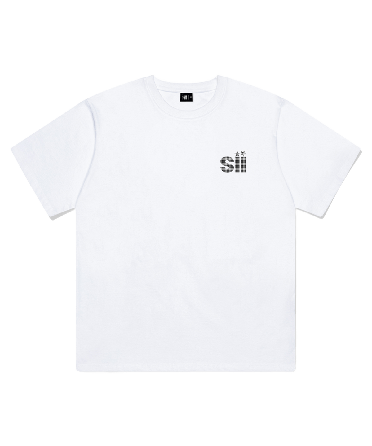 페이지시시 스몰 블랙체크 아이포인트 프린트 오버핏 반팔티 화이트(pagesiisii Small Black Check I-Point Print Oversized T-Shirt White) - 1