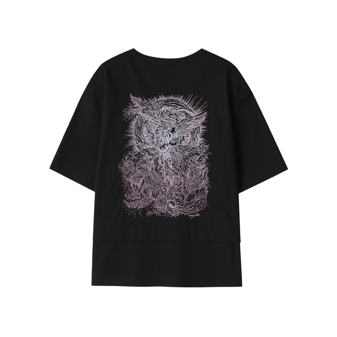 (W) 송지오 컬렉션 아크엔젤 엠브로이드 티셔츠 블랙((W) SONGZIO COLLECTION Archangel Embroidered T Shirt Black) - 2