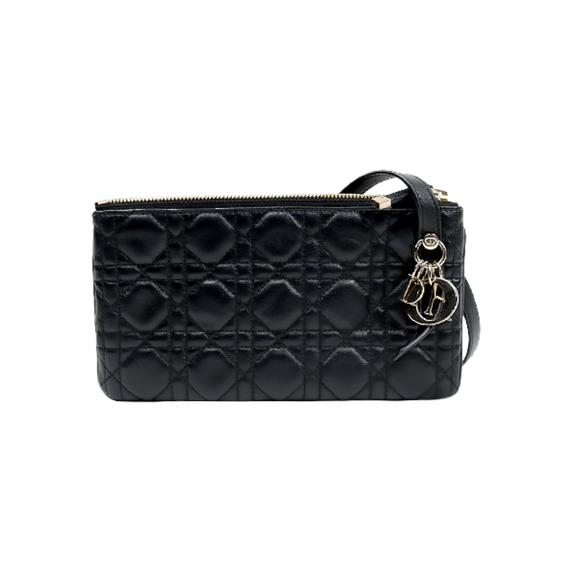 ITLCNMUKKEJO Dior Black Cannage Lambskin Duo Crossbody Bag C-A58903