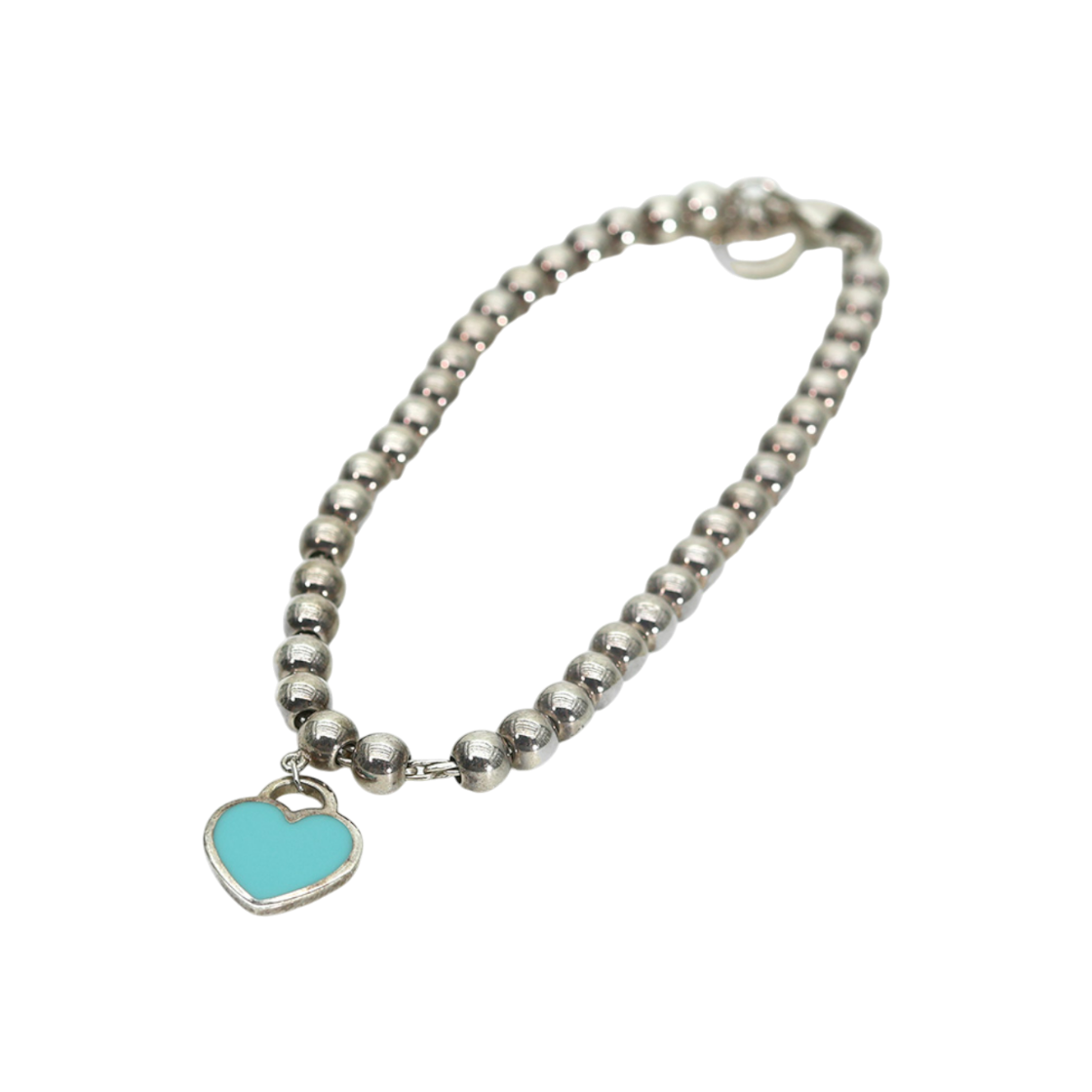 티파니앤코 26659604 925 스털링 실버 블루 하트 태그 비드 팔찌(Tiffany & Co. Blue Heart Tag Bead Bracelet in 925 Sterling Silver) - 1