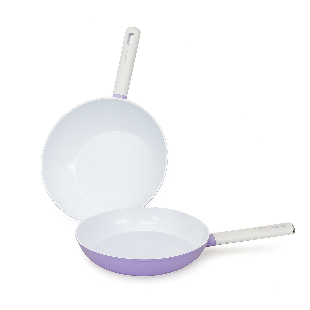 라헨느 더 퀸 포토프 퍼플 세라믹 IH 프라이팬 2종 세트 28cm + WOK 28cm(Laheine The QweenPotaufeu Purple Ceramic IH Frypan 28cm+WOK 28cm 2p Set)