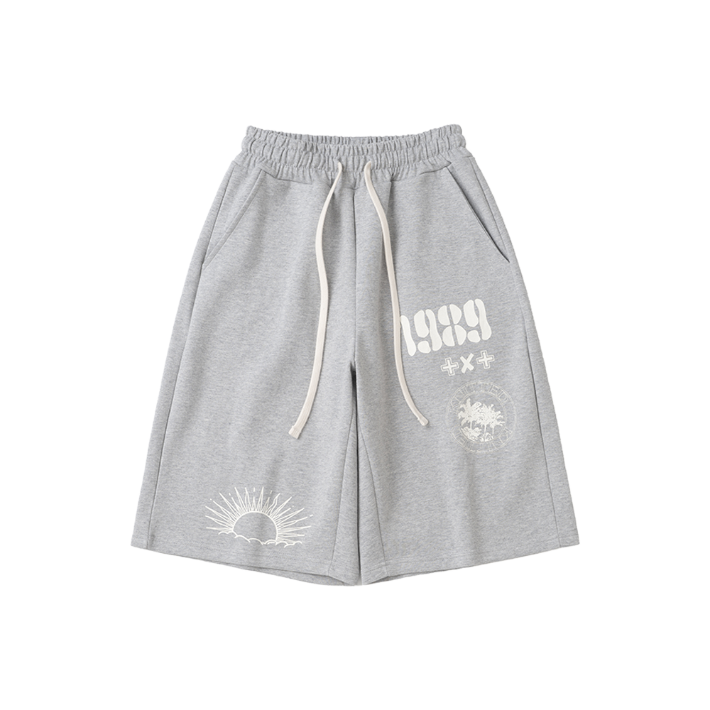 [KREAM 단독] 니티드 1989 썬라이즈 그래픽 버뮤다 하프 팬츠 멜란지 그레이([KREAM 단독] Knitted 1989 Sunrise Graphic Bermuda Half Pants Melange Grey)