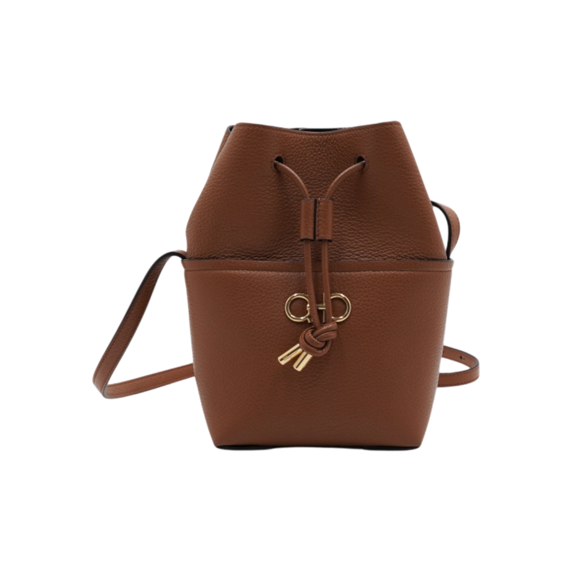 ITV8AE2UAUFB Ferragamo 22 0382 Brown Gancini Bucket Shoulder Bag & Crossbody Bag