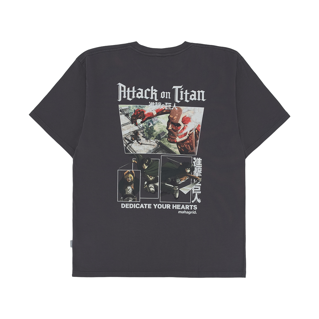 마하그리드 x 진격의 거인 워시드 콜로서스 타이탄 티셔츠 차콜(Mahagrid x Attack On Titan Washed Colossus Titan T-Shirt Charcoal)