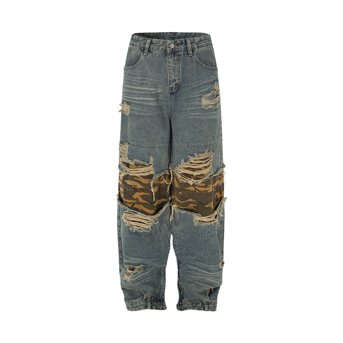[프리오더] 써저리 인터포즈드 카모 섹션 데님 팬츠 블루([프리오더] Surgery Interposed Camo Section Denim Pants Blue)