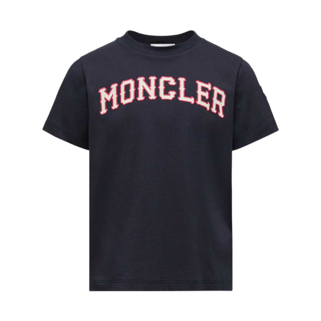 L19548C0000189AFV778 (Kids) Moncler Logo Print Cotton Tshirt Navy Blue - 26SS