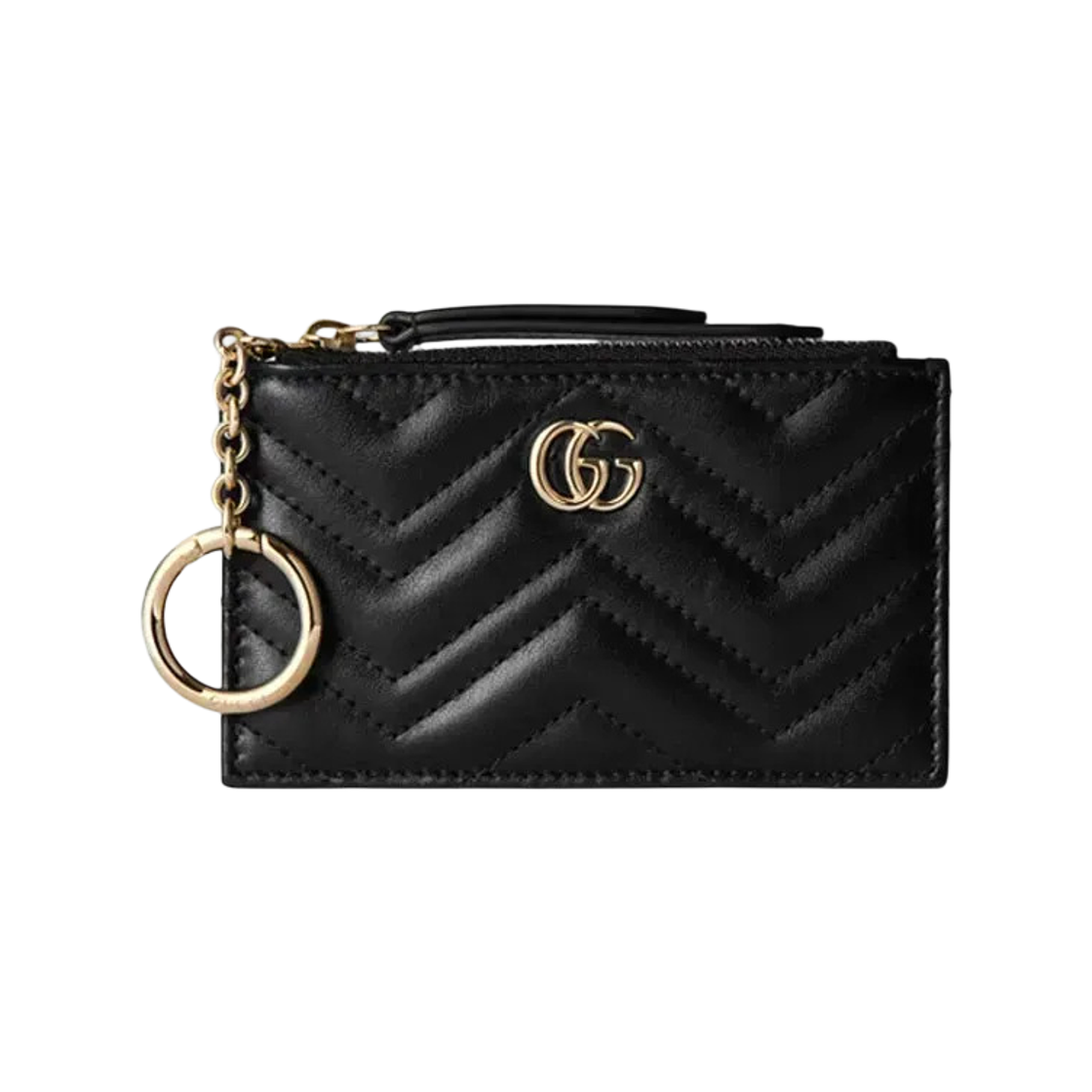 813353-DTDHD-1000 Gucci GG Marmont Zip Key Case Black