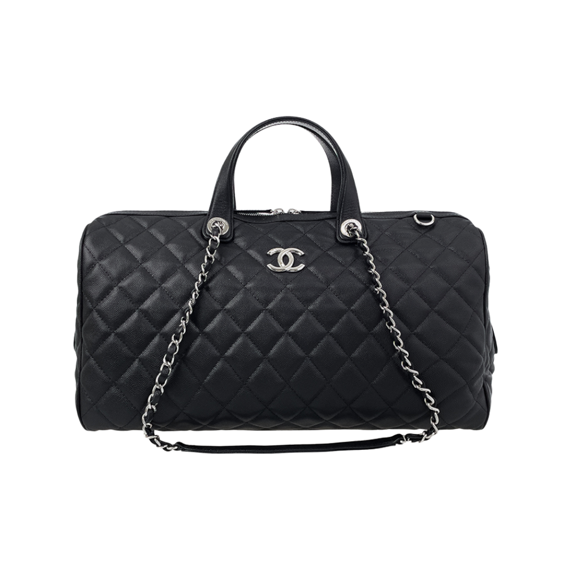 샤넬 25A 볼링백 맥시 블랙 은장 캐비어 (6ET0977)(Chanel 25A Bowling Bag Maxi Black Silver Caviar) - 1