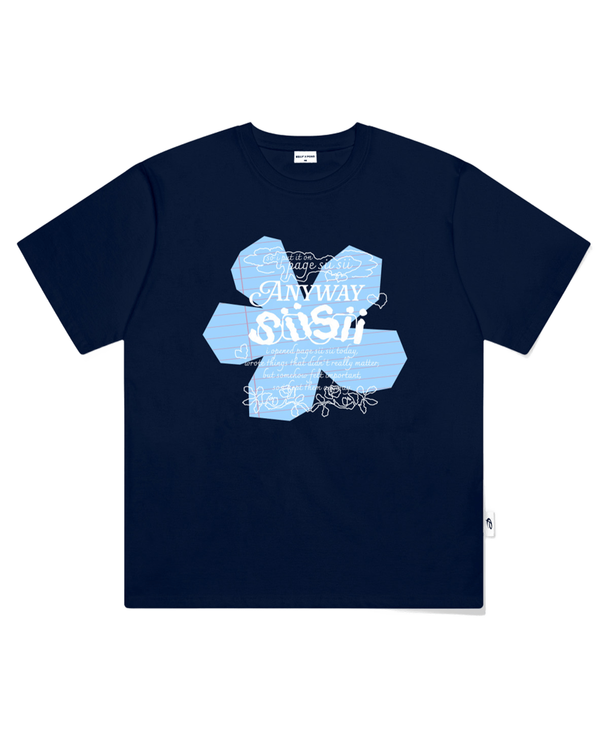 P261OTS027NV pagesiisii Note Flower Print Short Sleeve T-Shirt Navy