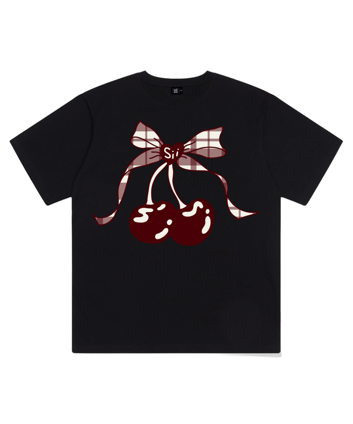 페이지시시 리본체리 프린트 오버핏 반팔티 블랙(pagesiisii Ribbon Cherry Print Oversized T-Shirt Black)