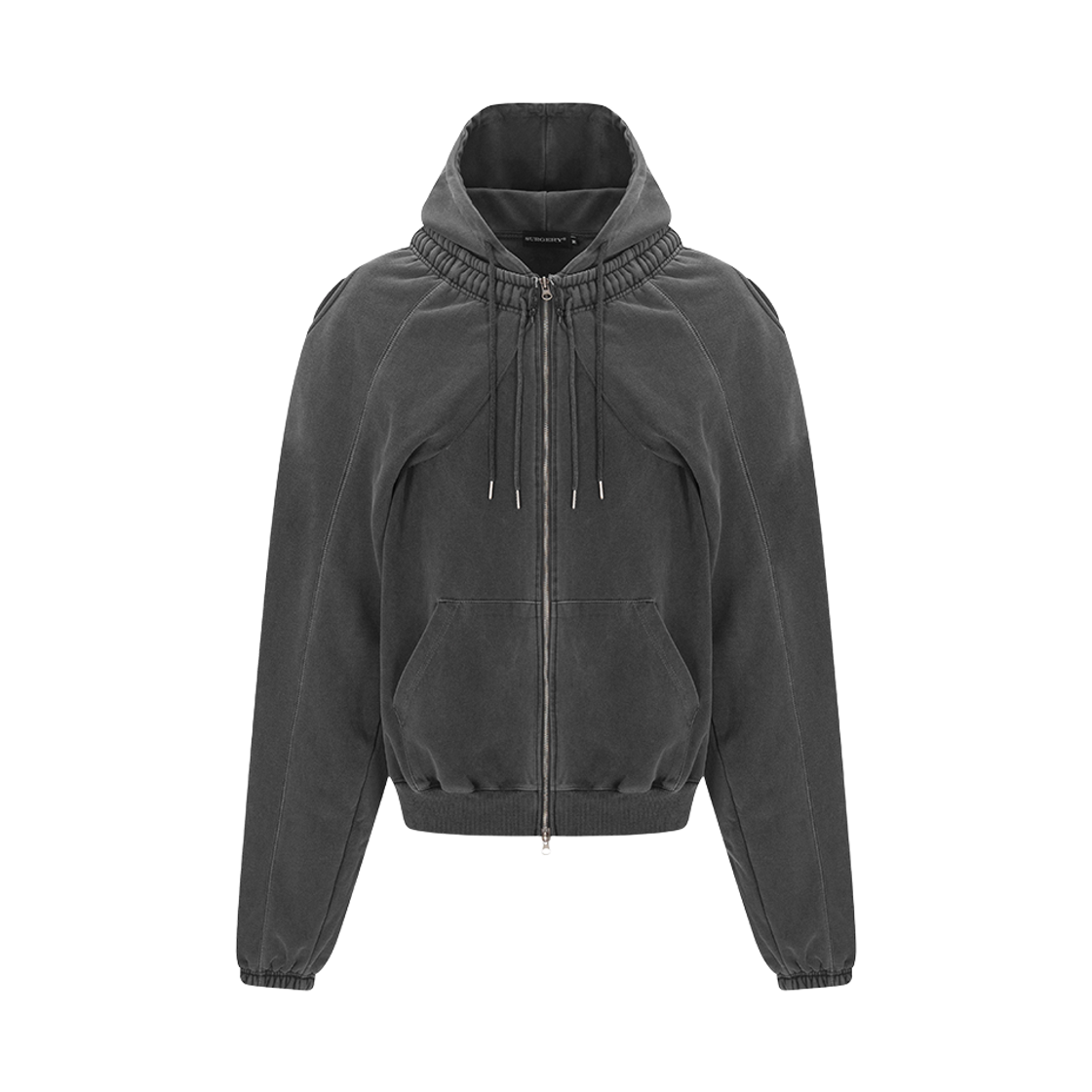 [프리오더] 써저리 팬츠 슬리브스 리메이크 후드 자켓 차콜([프리오더] Surgery Pants Sleeves Remake Hood Jacket Charcoal)