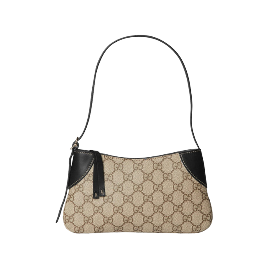 820696-FAD6L-9741 Gucci GG Emblem Super Mini Shoulder Bag Beige Dark Brown