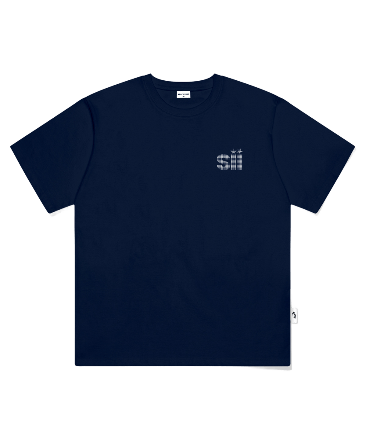 페이지시시 스몰 블루체크 아이포인트 프린트 오버핏 반팔티 네이비(pagesiisii Small Blue Check I-Point Print Oversized T-Shirt Navy)