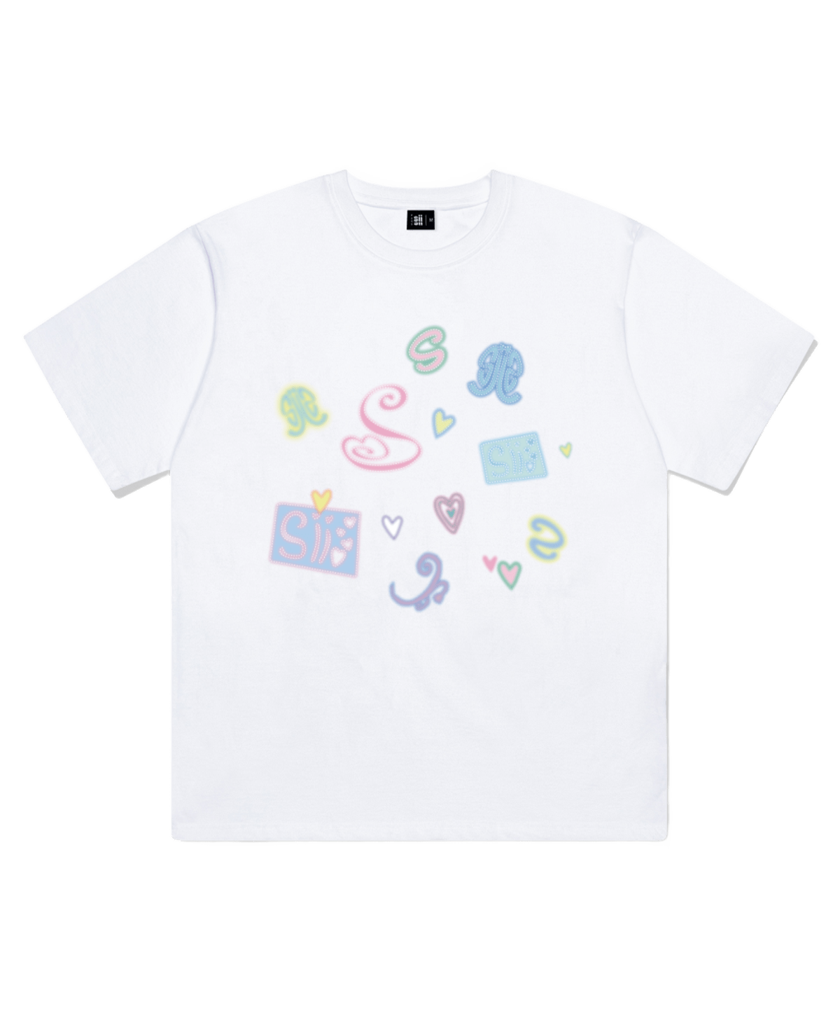 P261OTS075WH pagesiisii Blur Motif Print Short Sleeve T-Shirt White