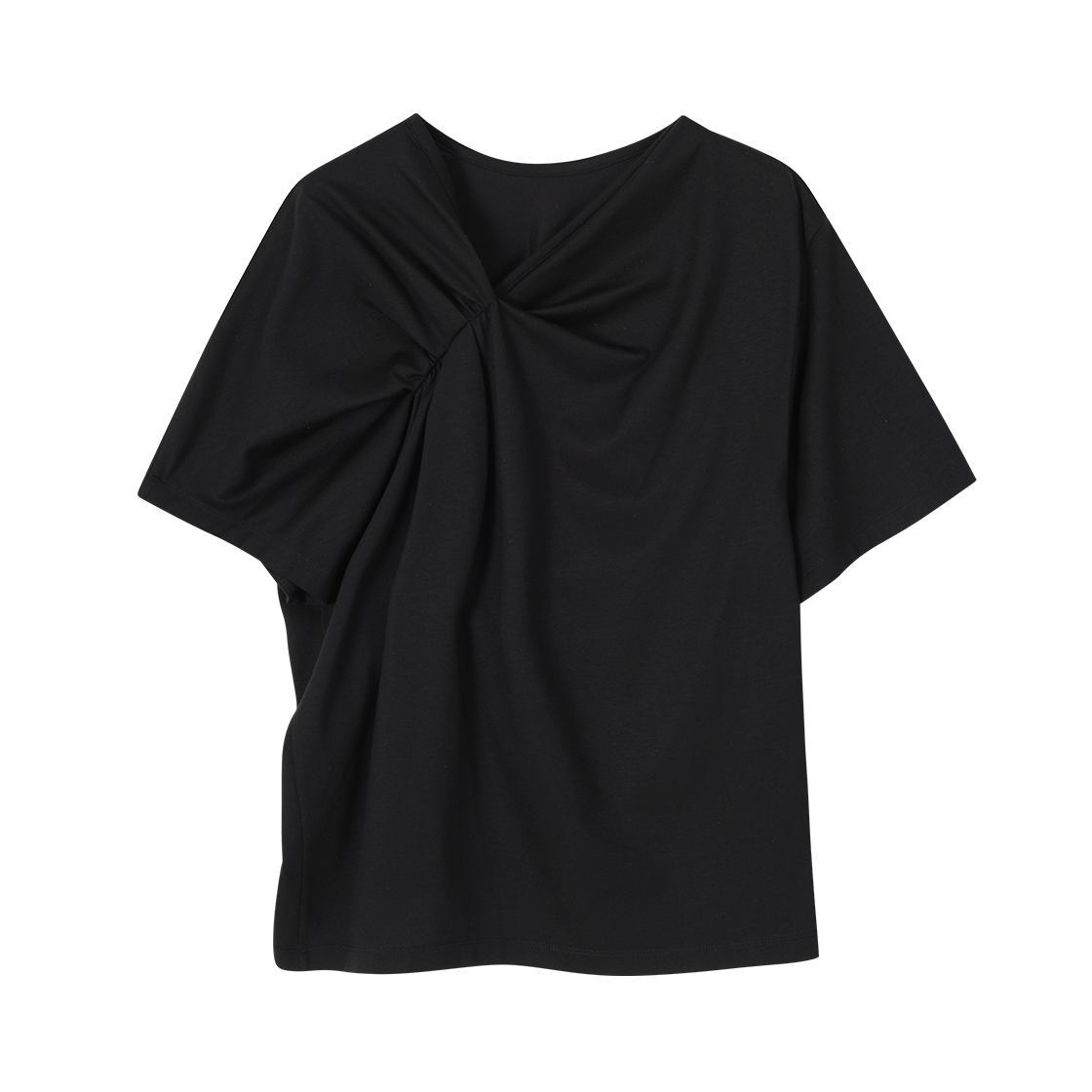 (W) 송지오 크러시 드레이프 티셔츠 블랙((W) SONGZIO Crushed Drape T Shirt Black) - 2