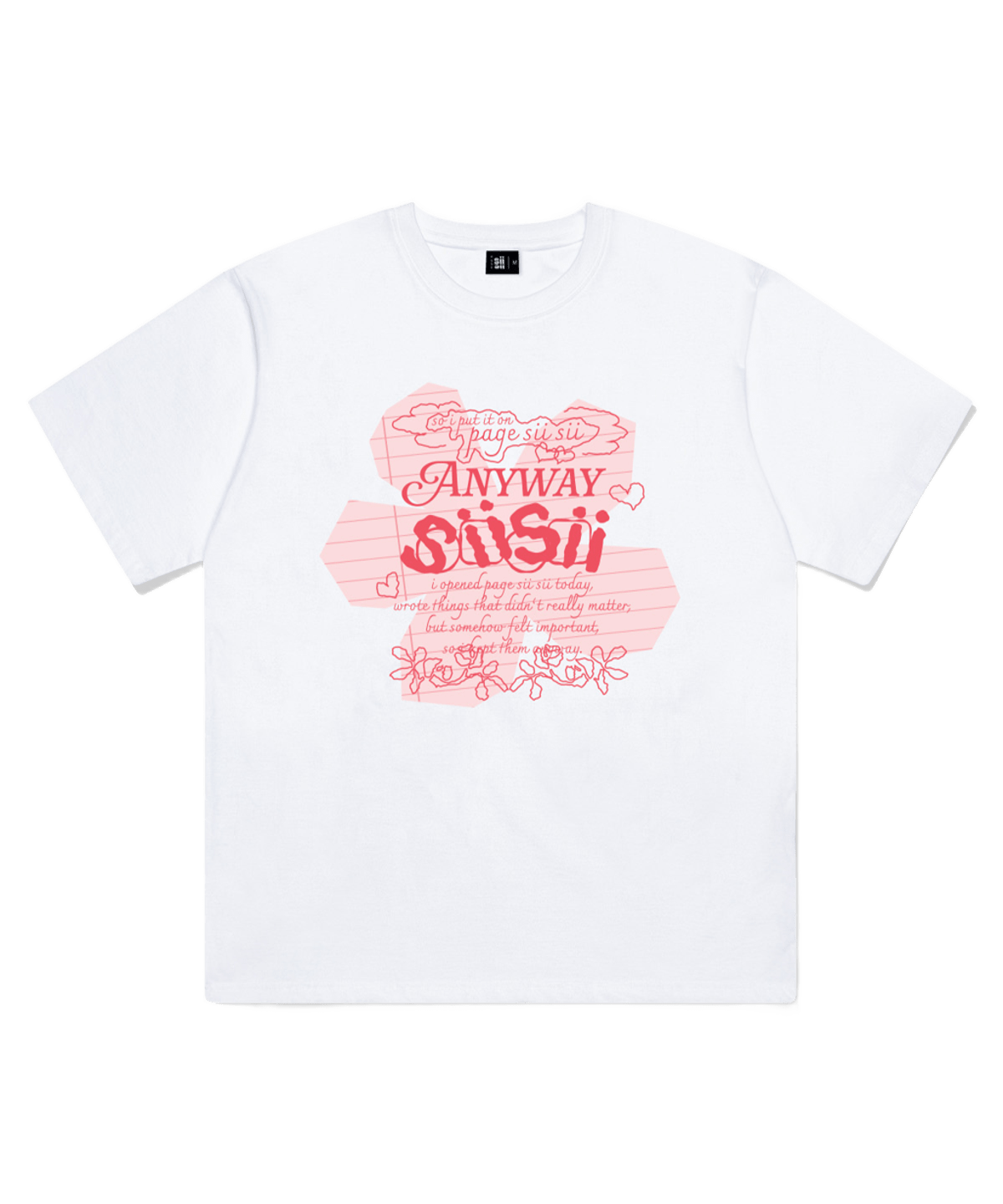 P261OTS024WH pagesiisii Note Flower Print Short Sleeve T-Shirt White