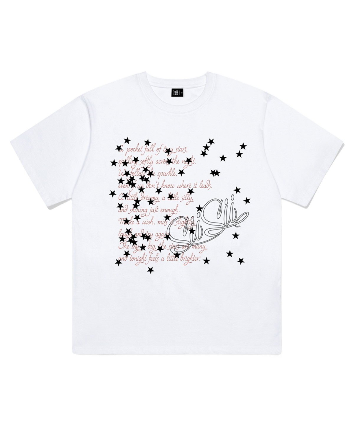 P261OTS057WH pagesiisii Random Star Print Short Sleeve T-Shirt White
