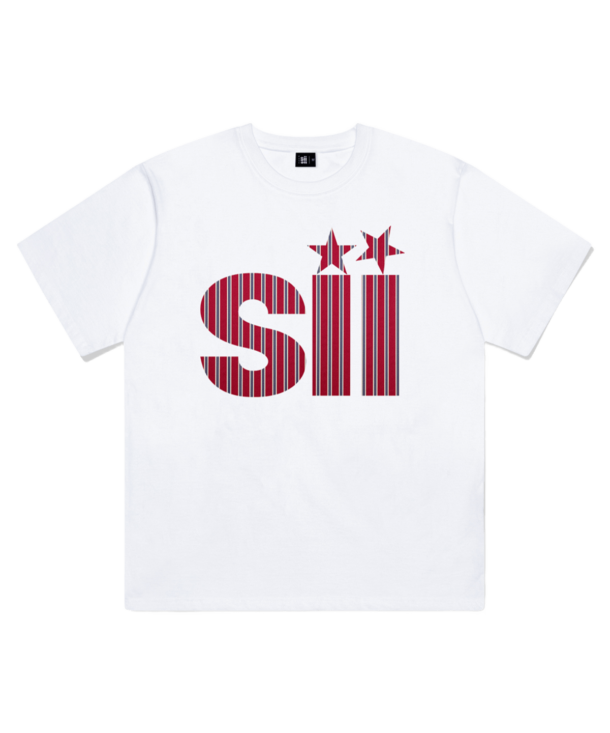 P261OTS020WH pagesiisii Big Red Stripe I-Point Print Oversized T-Shirt White