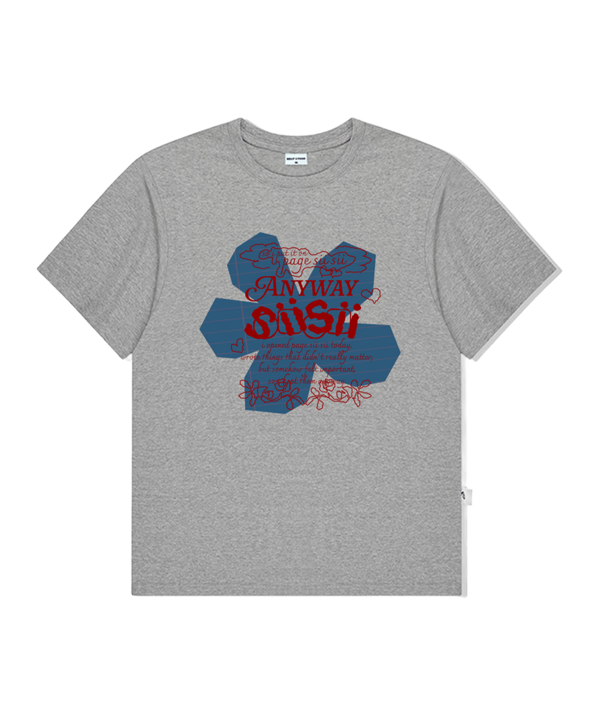 P261OTS026GR pagesiisii Note Flower Print Short Sleeve T-Shirt Gray