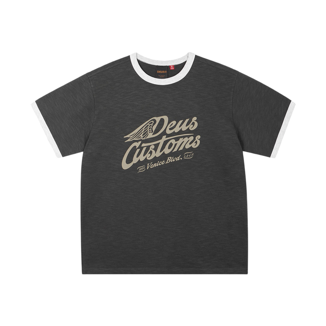 D262UTS240-094 Deus Ex Machina Winglet Ringer T-Shirt Charcoal