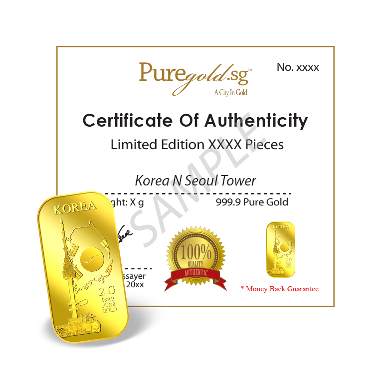 퓨어골드 24K 순금 싱가폴 프리미엄 골드바 2g 남산타워(puregoldsg N Seoul Tower 2g Gold Bar) - 4