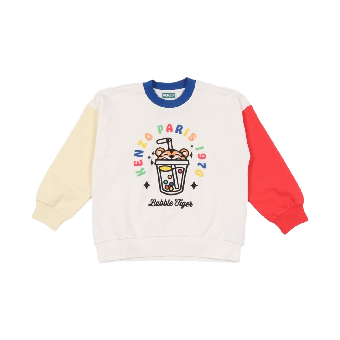 K61660-117 (Kids) Kenzo Happy Sweet Tiger Bubble Sweatshirt White Multicolor