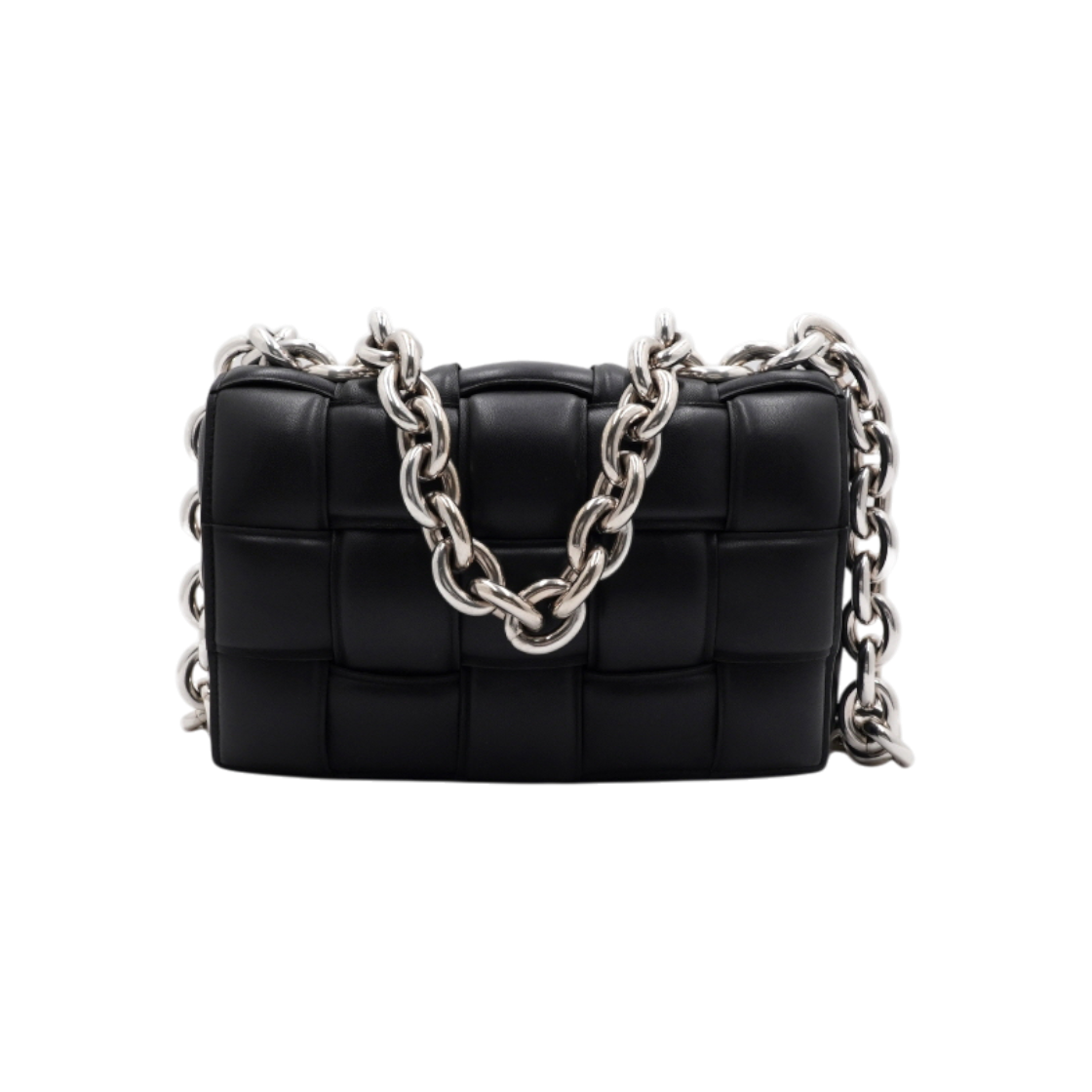 ITWFQJ3395QM Bottega Veneta 631421 Black Intrecciato Pouch Top Handle Chain Bag