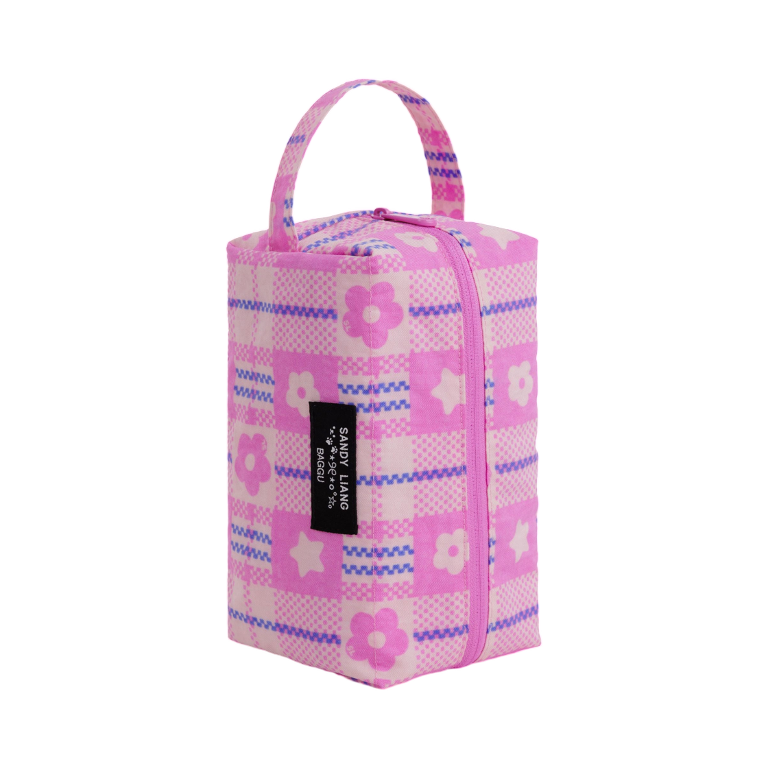 샌디 리앙 x 바쿠 도프 키트 마켓 플레이드 핑크(Sandy Liang x Baggu Dopp Kit Market Plaid Pink)