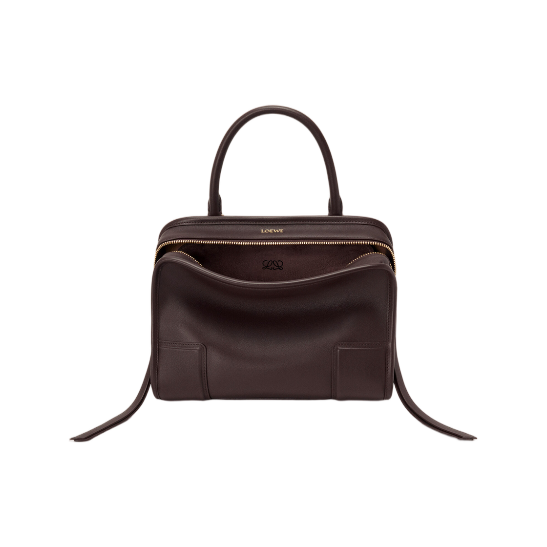 A039AS0X01-0018 Loewe Small Amazona 180 Bag in Soft Calfskin Dark Chestnut