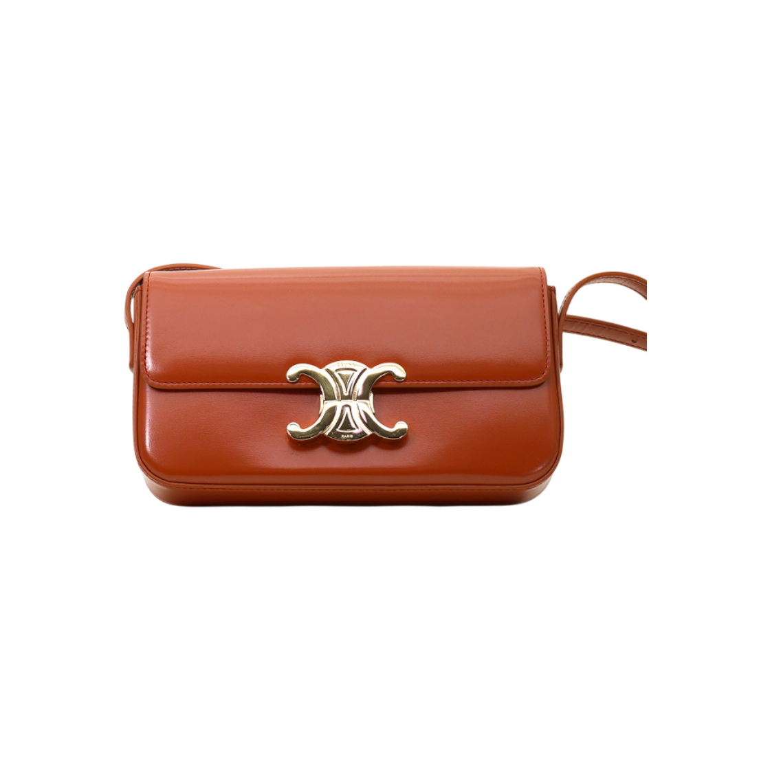 ITHJ6KPBATAU Celine Comelian Shiny Calfskin Gold-Tone Claude Trio Shoulder Bag