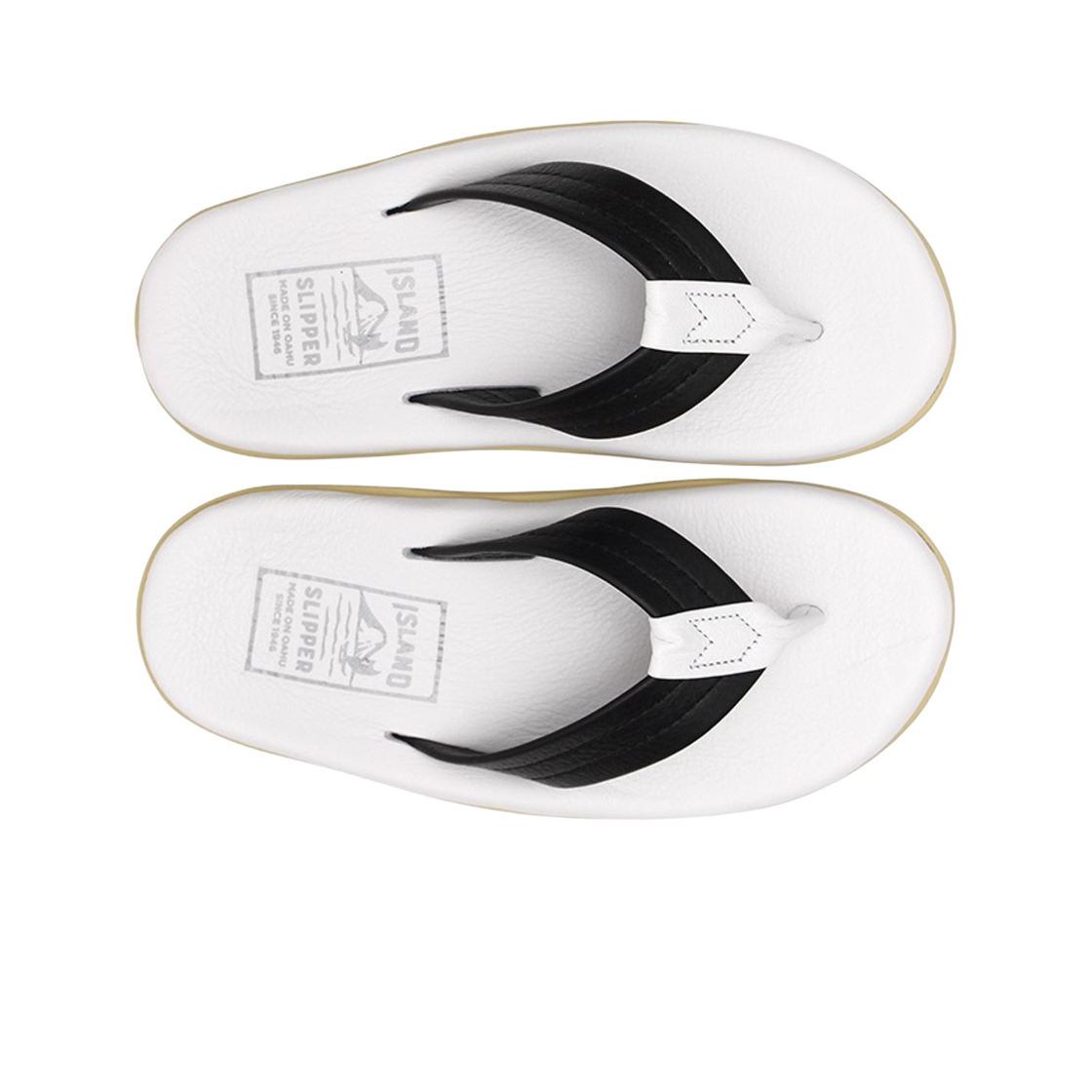 아일랜드 슬리퍼 클래식 레더 슬라이드 화이트 블랙(Island Slipper Classic Leather Slide White Black) - 2