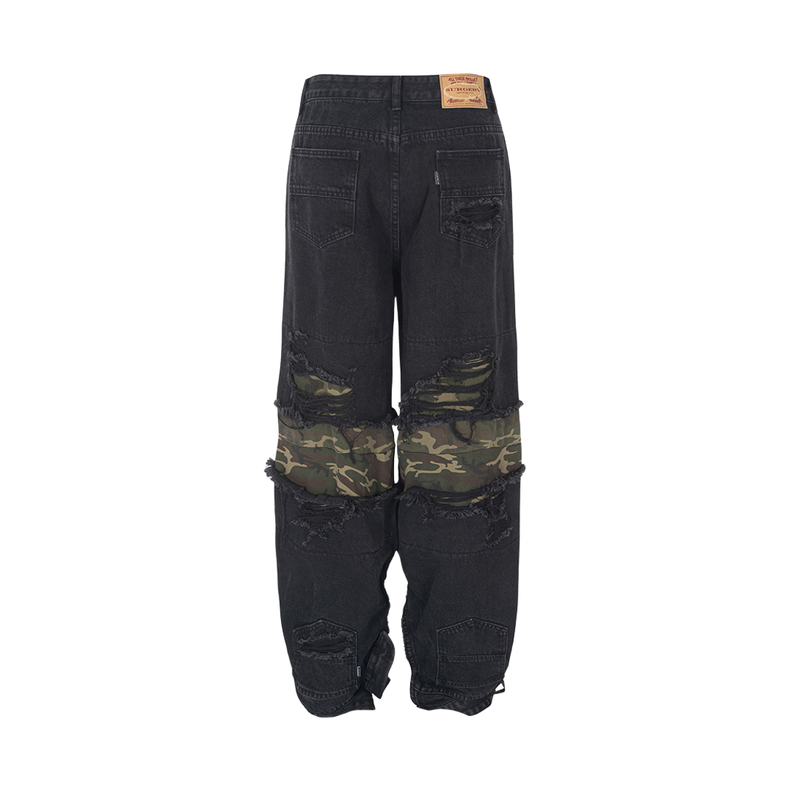 [프리오더] 써저리 인터포즈드 카모 섹션 데님 팬츠 블랙([프리오더] Surgery Interposed Camo Section Denim Pants Black) - 2