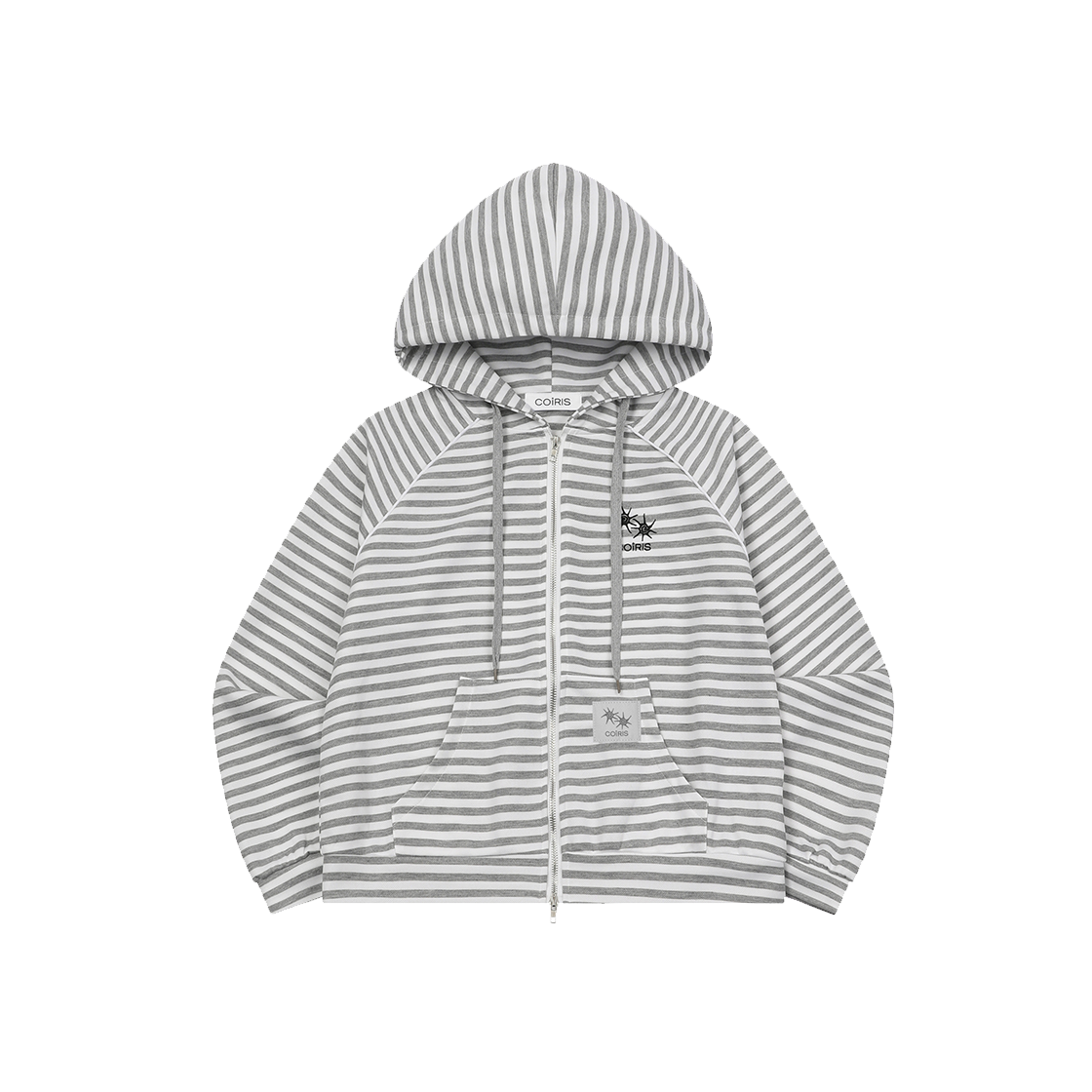 C-P00000FZ Coiris Seina Raglan Stripe Hood Zip-Up Gray