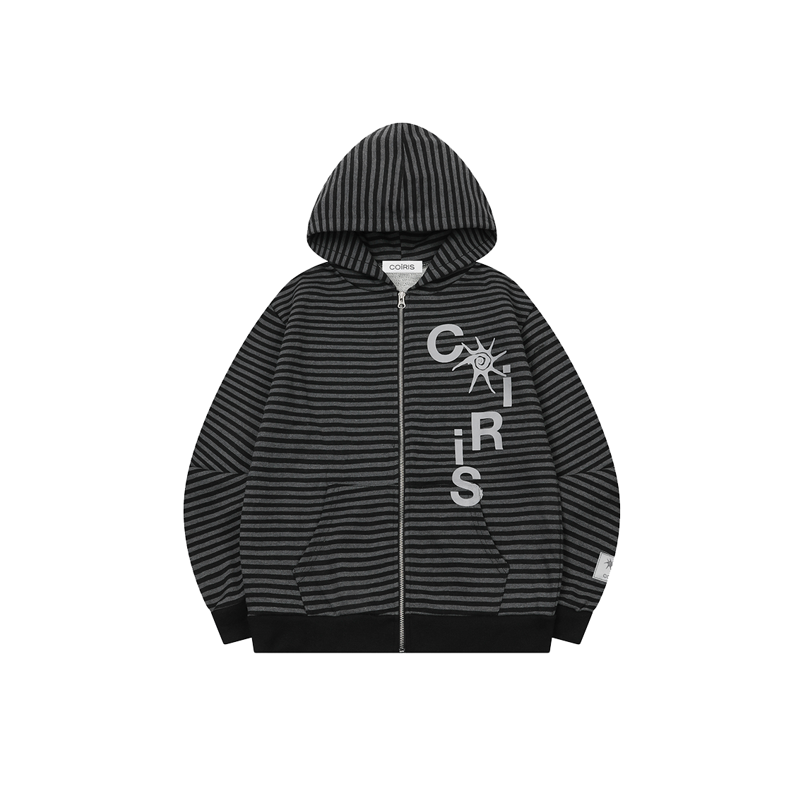 C-P00000FH Coiris Monika Stripe Hood Zip-Up Unisex Charcoal-Black